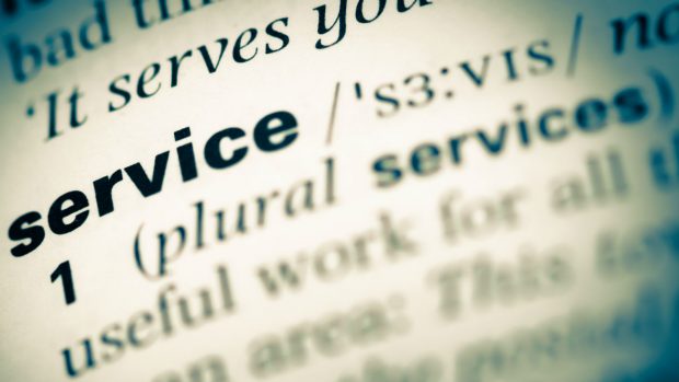Photo of the entry for the word service in a dictionary
