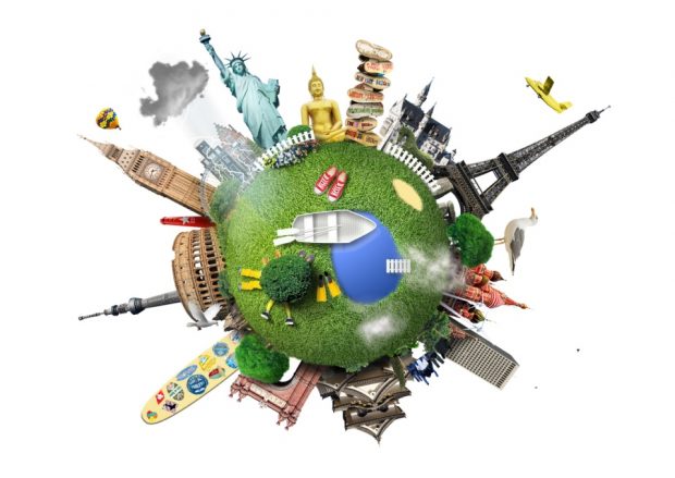 Small planet with landmarks on
