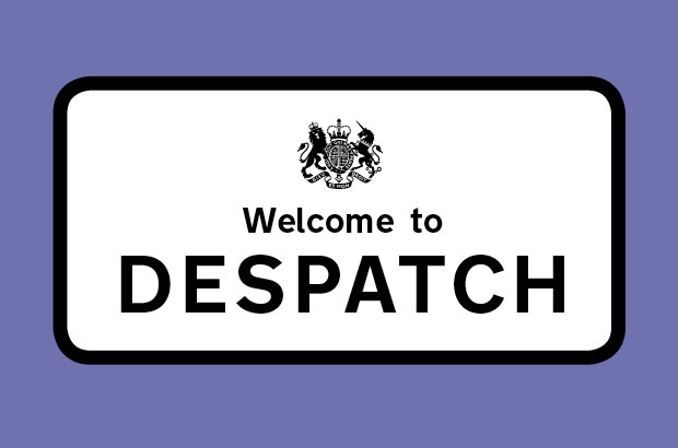 Welcome to Despatch sign with crown logo