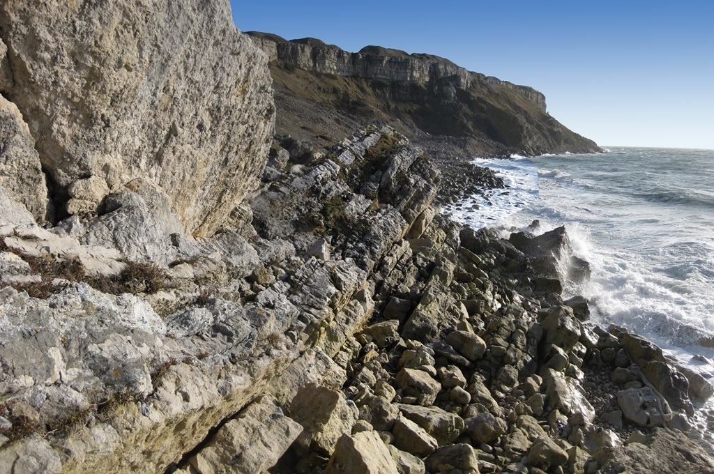 Tar Rocks on the west coast of the Isle of Portland, Jurassic Coast World Heritage Site