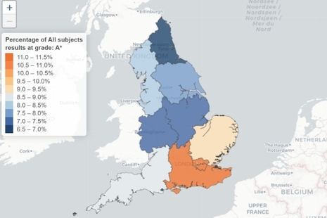 Image of interactive map showing regional qualifications data