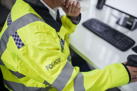 Police officer on the desk
