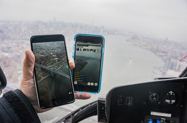 New York filmed on a smart phone from a helicopter