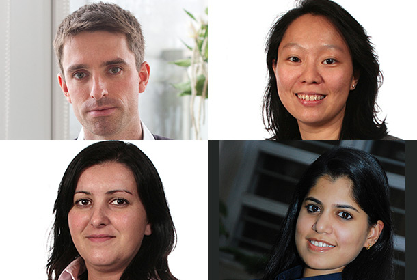 Top row left to right; Tom Duke and Christabel Koh, bottom row left to right; Sheila Alves and Anshika Jha