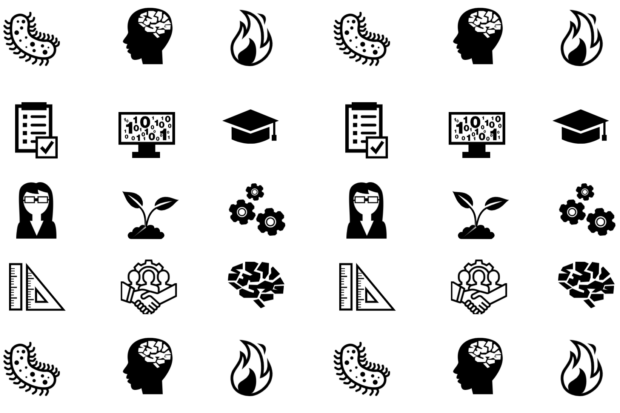 Various icons relating to science and engineering
