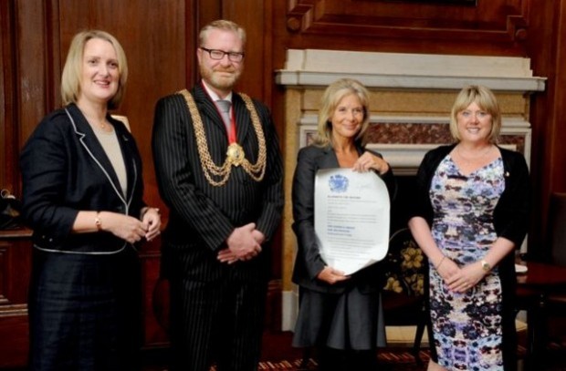 L-R –Rachel Carnac, Councillor Mark Bennett - Mayor of Lambeth, Rosi Prescott - Deputy Lord Lieutenant and Jill Fitzgibbon