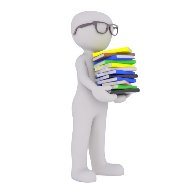 Image of a character holding books