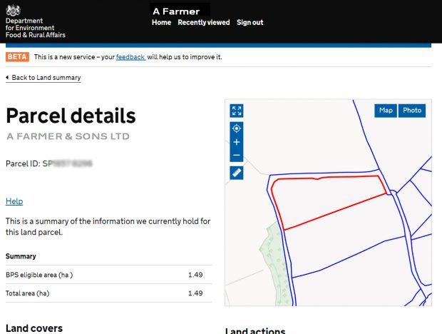 Mapping image from Rural Payments service