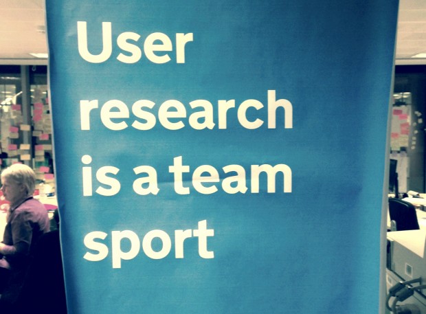 GDS poster with the statement, user research is a team sport.
