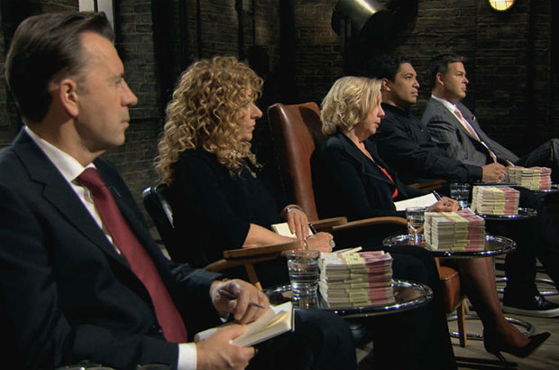 The Dragons listening to a pitch