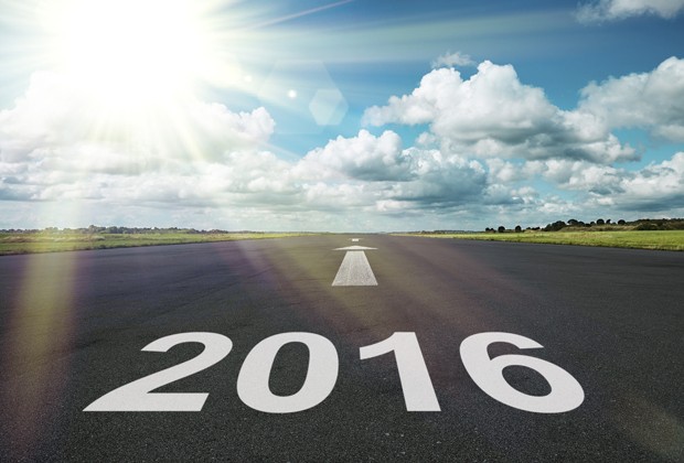 2016 written on a road which leads out to the horizon