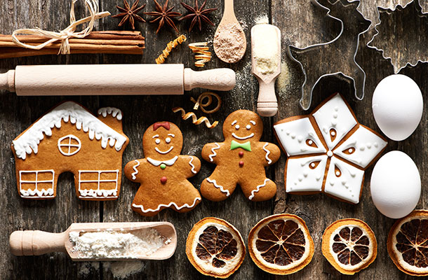 Festive food and utensils image.