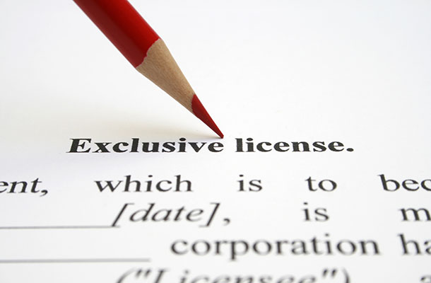 Image of an exclusive licence contract with a pencil.