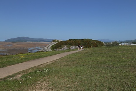Photograph of a footpath crossing the industrial slag banks above Walney Channel.