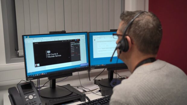 An example of a video hearing at HMCTS.