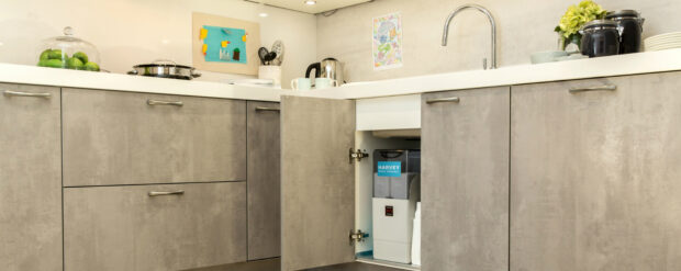 A kitchen interior.