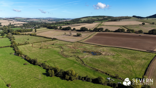 Walcott wiggle drone shot before works completed Credit Severn Rivers Trust