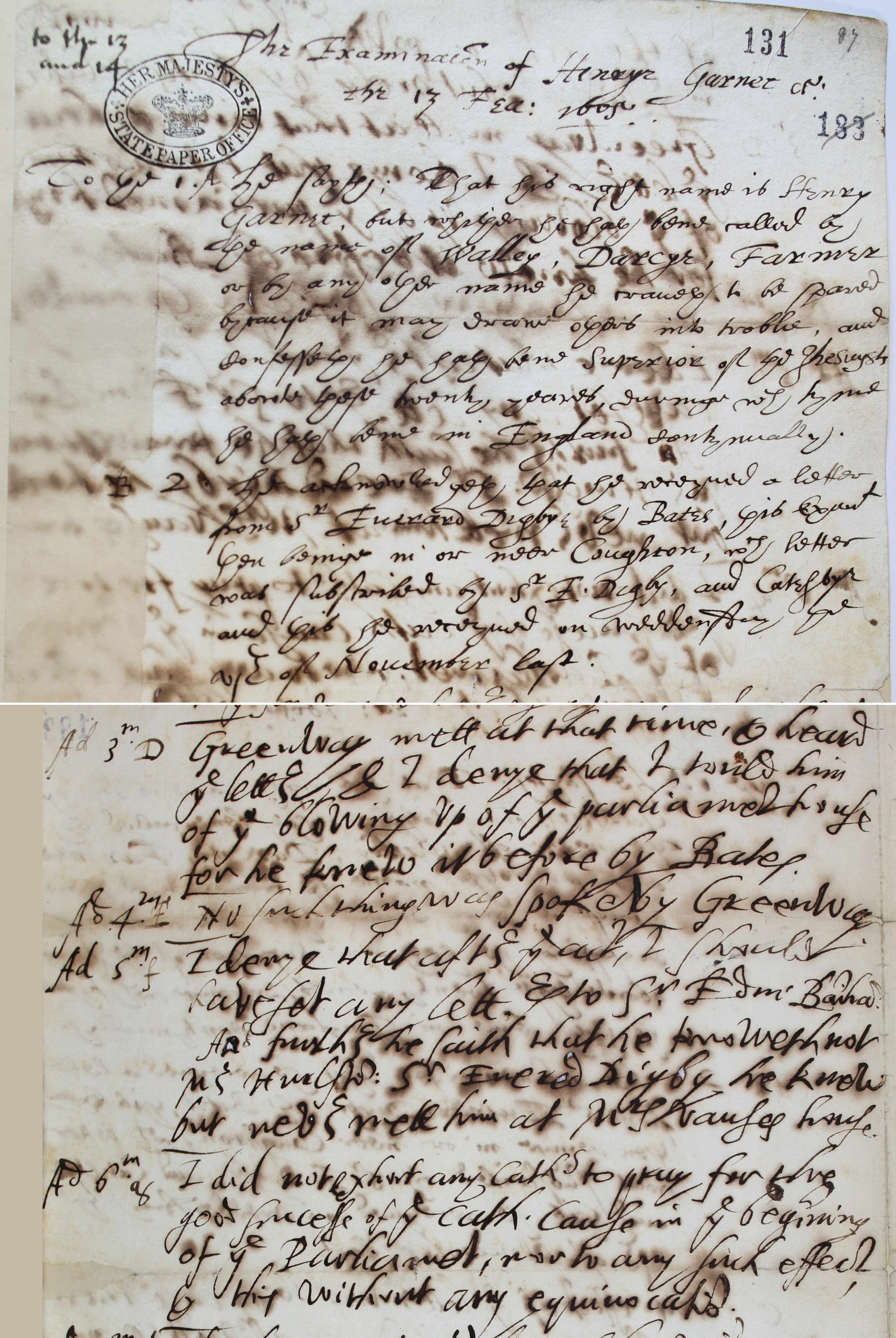 Examination of Henry Garnett SP 14/18 f.131