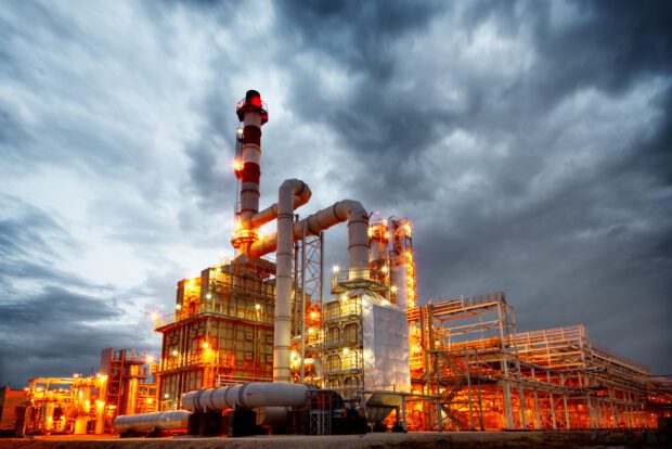 An oil refinery.
