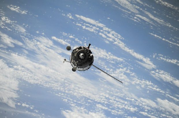 A spacecraft in flight