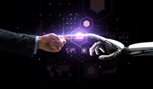 robot and human hand touching