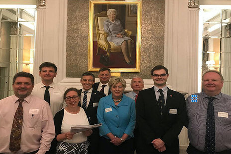 Left to right: Andrew Ross, Dr Edward Kirton-Darling, Professor Helen Carr, Neil Usborne, Alastair Williamson, Lynn Verity, Robert Money, Bruce Holborn, and Robert Rowntree. Copyright Paul Clabburn VAPC London.
