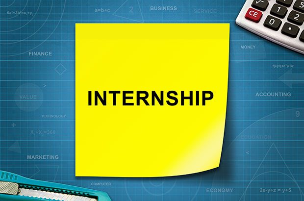 internship on a sticky note.