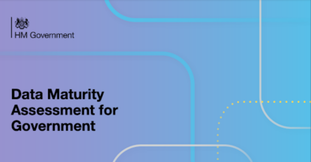 Report cover - stating Data Maturity Assessment for government on a purple/blue background with HM Government logo