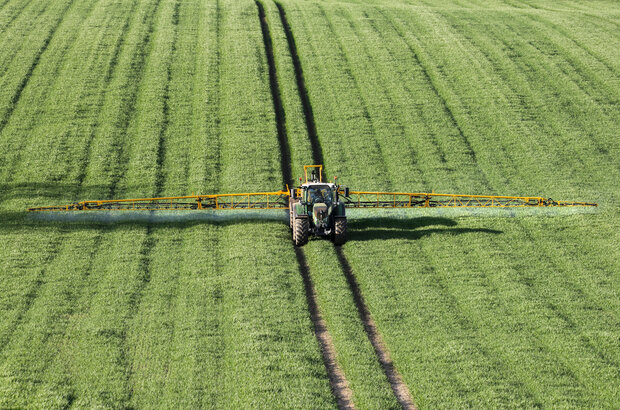 Agriculture - Spraying fertilizer on wheat crop - North Yorkshire