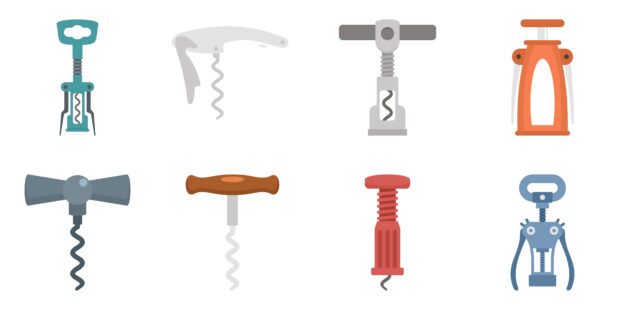 A selection of colourful corkscrews, drawn in a corkscrew style.