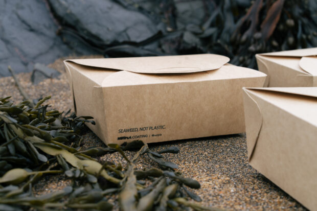 Notpla takeaway packaging.