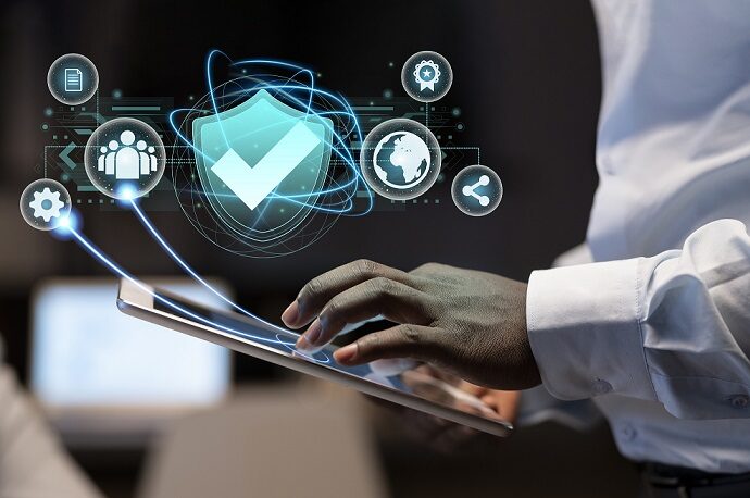 Cyber security symbols.