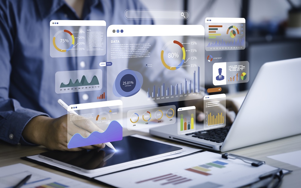 An analyst uses a computer and dashboard for data business analysis and Data Management System with KPI and metrics connected to the database for technology / analysis. Credit: iStock Photo
