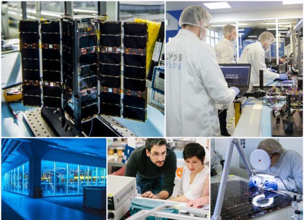 Collage showing workers at ClydeSpace.