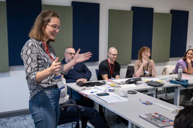 Serena Nüsing, Senior Service Designer in the Policy Profession Unit, facilitating a DWP workshop.