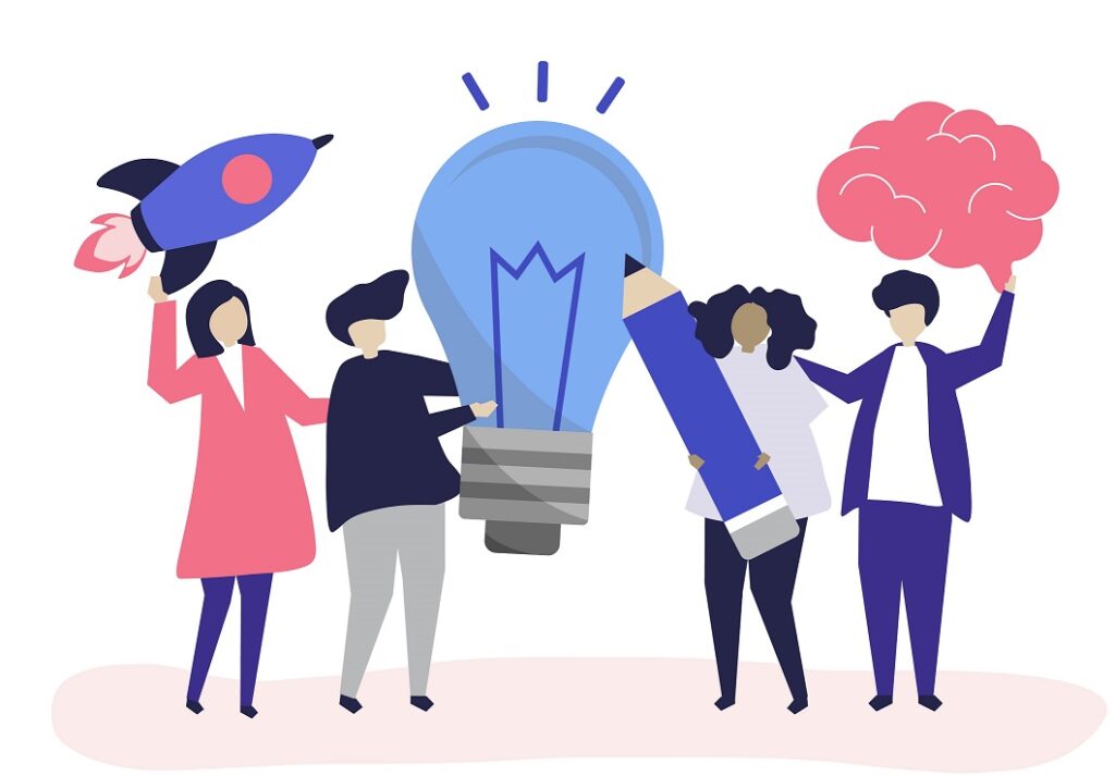 People having lightbulb moments of inspiration