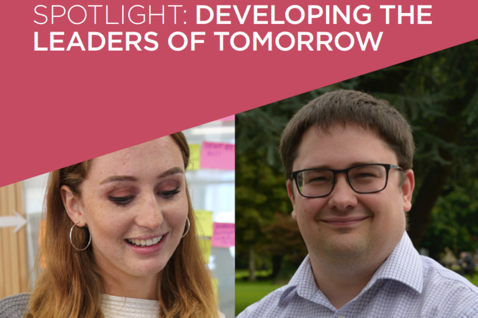 A composite image of Fiona Linnard and Rob Kent-Smith, under the headline: Spotlight: Developing the Leaders of Tomorrow.