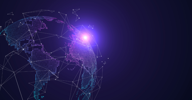 3D earth graphic symbolizing global trade