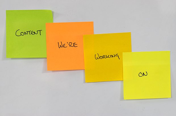 Content we're working on written on post-it notes