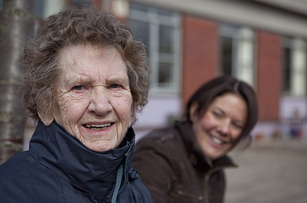 Older woman and carer