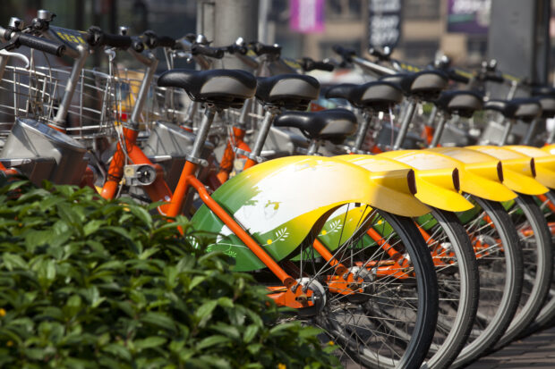 Electronic bicycle rental stand