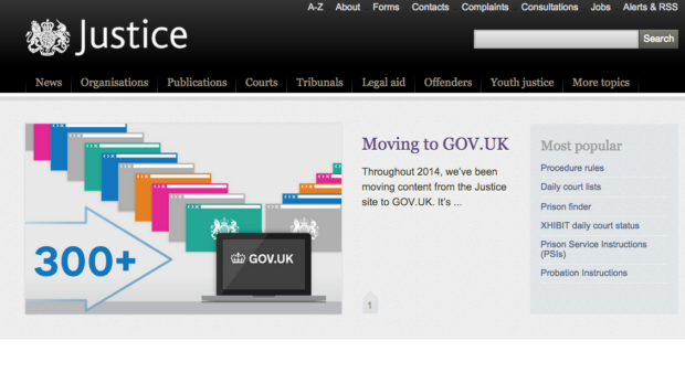 Screenshot of the Justice website
