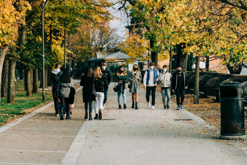 Young people wearing masks