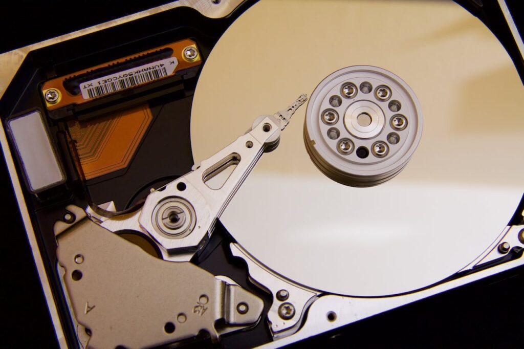 Interior of a hard drive.