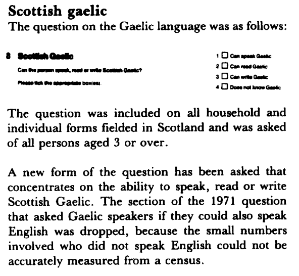 Text of explanation of Scottish gaelic question