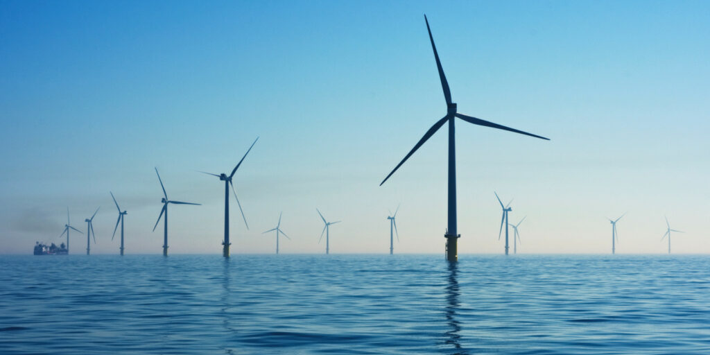 An offshore wind farm in the UK.