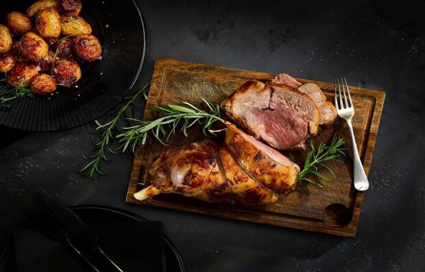 : Image of cooked Gower Salt Marsh Lamb. Photograph by Huw Jones.