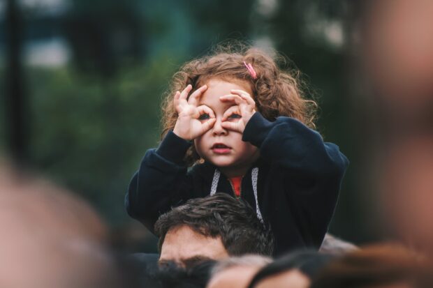Girl focusing on something