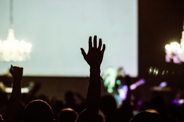 Hand raised in the air