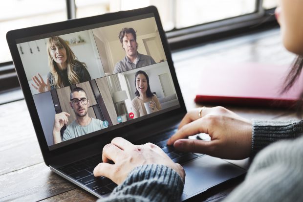 Colleagues having a video conference.